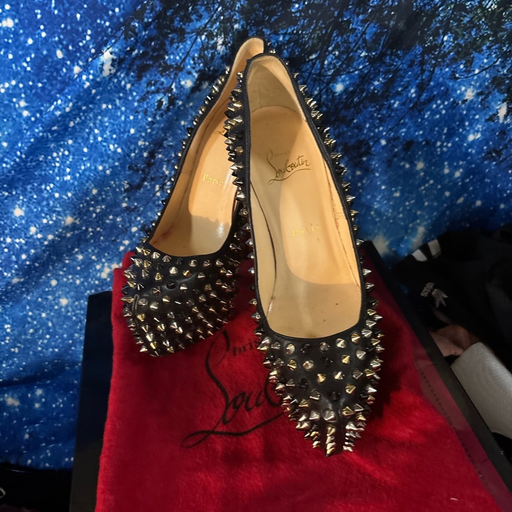 Christian Louboutin Black Heels with Gold Spikes